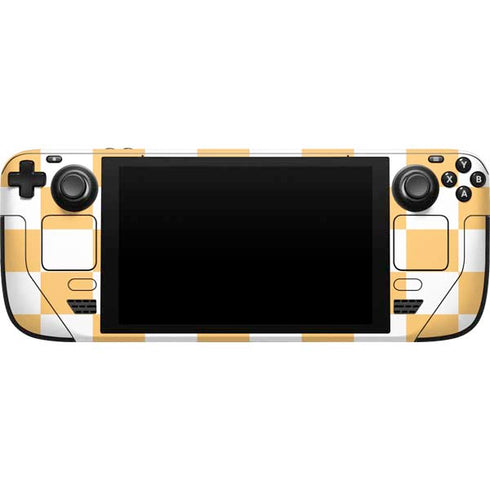 Yellow and White Checkerboard Steam Deck Handheld Gaming Computer Skin