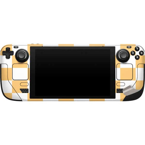 Yellow and White Checkerboard Steam Deck Handheld Gaming Computer Skin