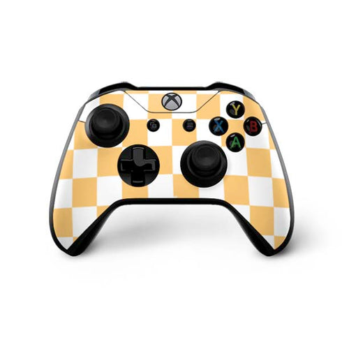 Yellow and White Checkerboard Xbox One X Controller Skin