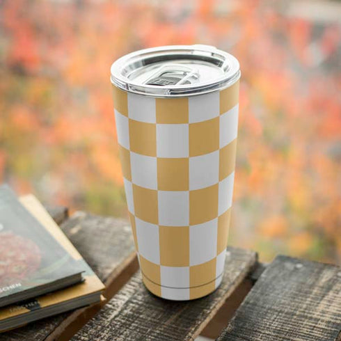 Yellow and White Checkerboard Yeti 20oz Tumbler Skin