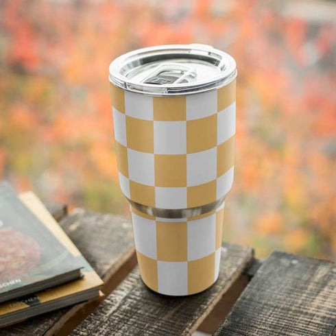Yellow and White Checkerboard Yeti 30oz Rambler Tumbler Skin