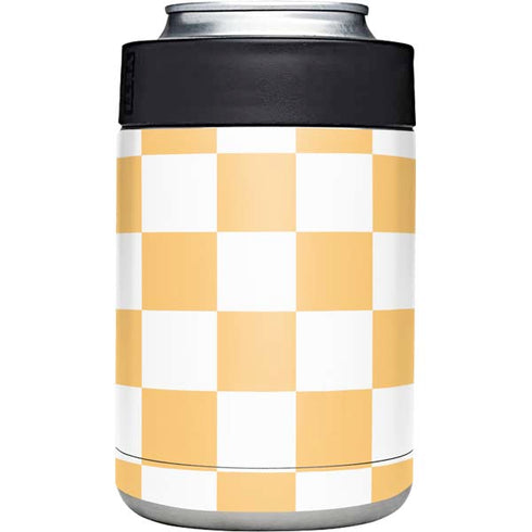 Yellow and White Checkerboard Yeti Colster Can Insulator Skin
