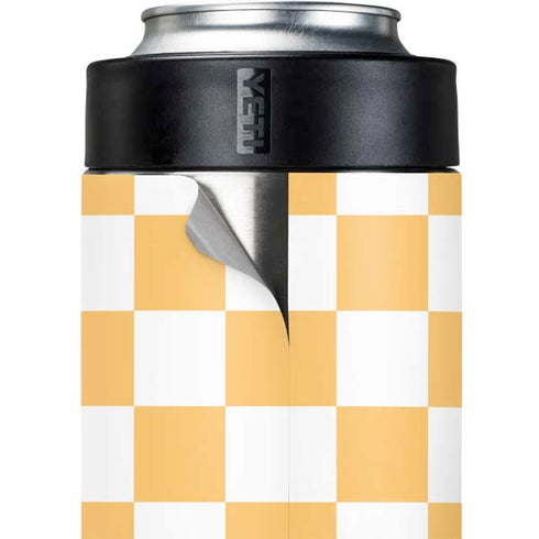 Yellow and White Checkerboard Yeti Colster Can Insulator Skin