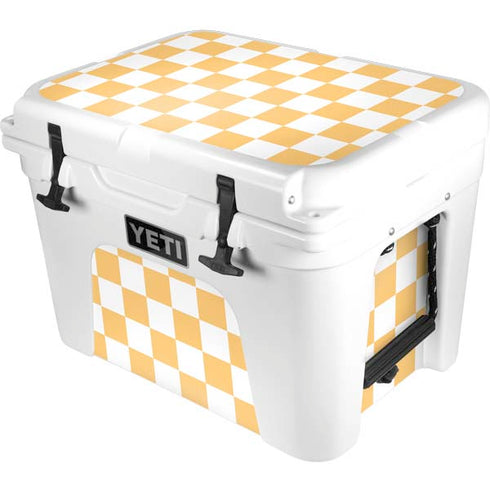 Yellow and White Checkerboard YETI Tundra 35 Hard Cooler Skin
