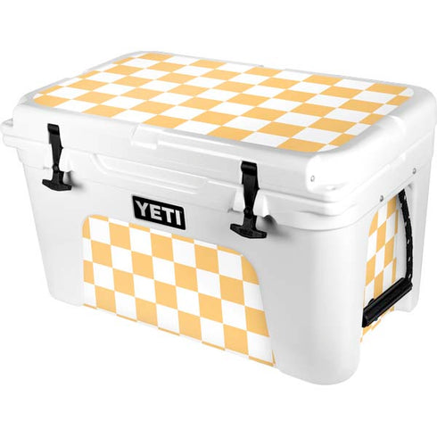 Yellow and White Checkerboard YETI Tundra 45 Hard Cooler Skin