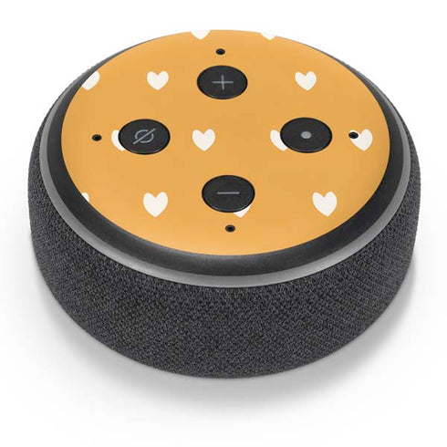 Yellow and White Hearts Amazon Echo Dot Skin