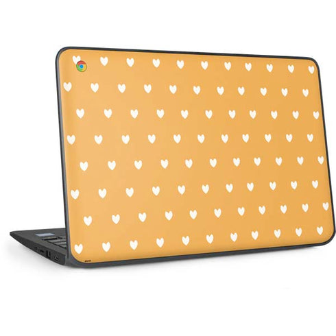 Yellow and White Hearts HP Chromebook Skin