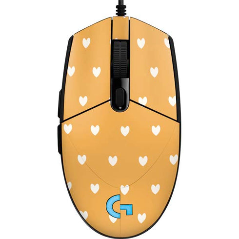 Yellow and White Hearts G203 Prodigy RGB Wired Gaming Mouse Skin