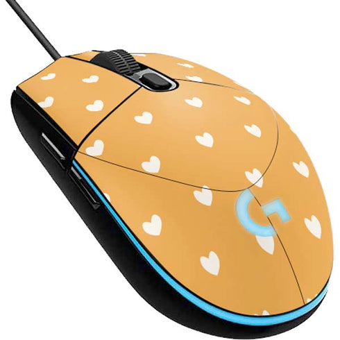 Yellow and White Hearts G203 Prodigy RGB Wired Gaming Mouse Skin