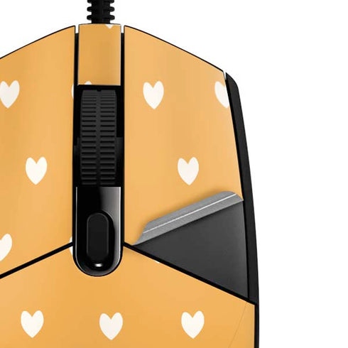 Yellow and White Hearts G203 Prodigy RGB Wired Gaming Mouse Skin
