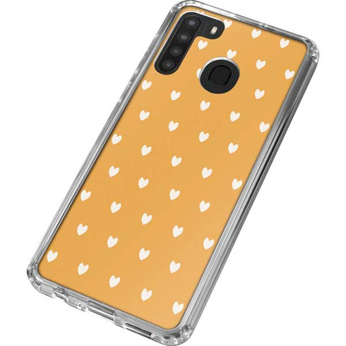 Yellow and White Hearts Galaxy A21 Clear Case