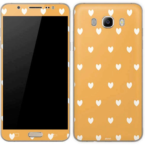 Yellow and White Hearts Galaxy J7 Skin