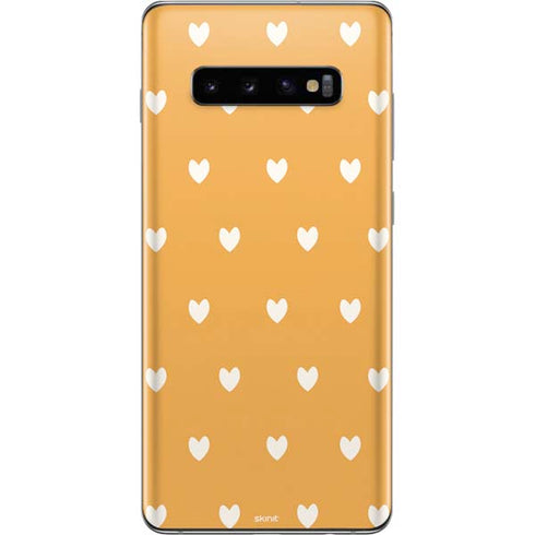 Yellow and White Hearts Galaxy S10 Plus Skin