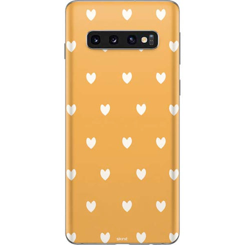 Yellow and White Hearts Galaxy S10 Skin