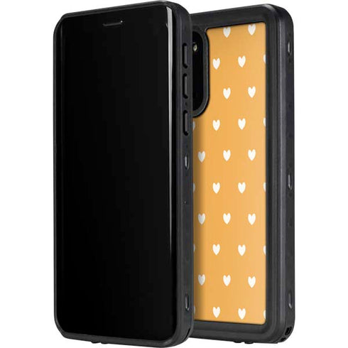 Yellow and White Hearts Galaxy S20 Plus Waterproof Case