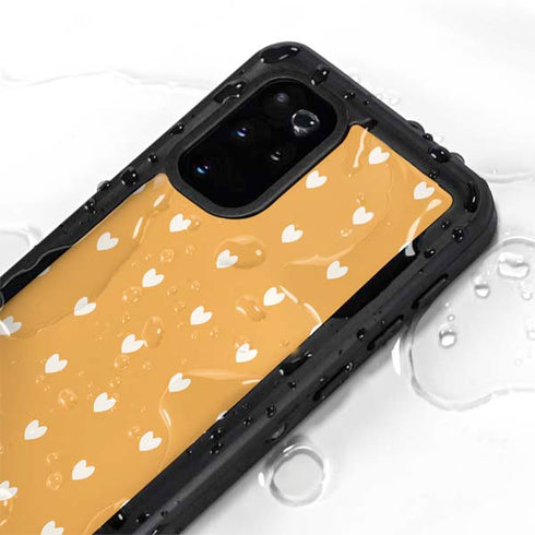Yellow and White Hearts Galaxy S20 Plus Waterproof Case