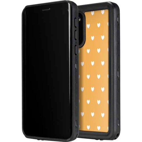 Yellow and White Hearts Galaxy S20 Waterproof Case
