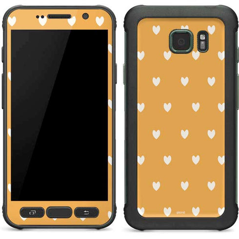 Yellow and White Hearts Galaxy S7 Active Skin