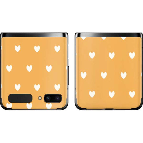 Yellow and White Hearts Galaxy Z Flip Skin