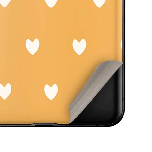 Yellow and White Hearts Galaxy Z Flip Skin