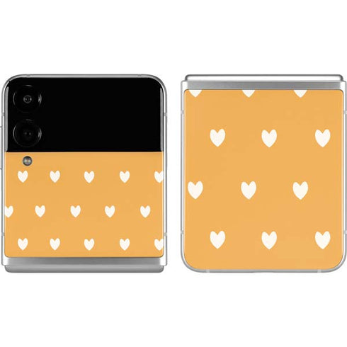 Yellow and White Hearts Galaxy Z Flip4 5G Skin