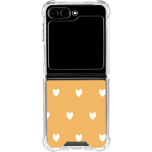 Yellow and White Hearts Galaxy Z Flip5 5G Clear Case