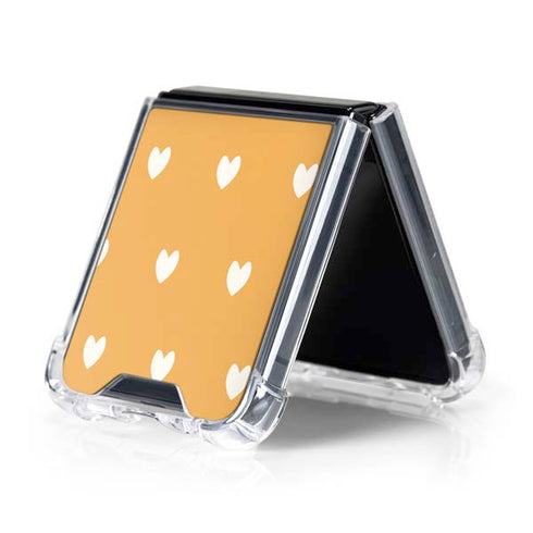 Yellow and White Hearts Galaxy Z Flip5 5G Clear Case