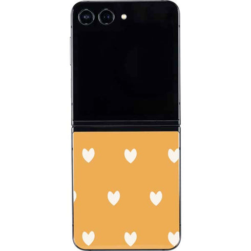 Yellow and White Hearts Galaxy Z Flip5 5G Skin