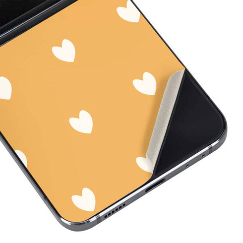 Yellow and White Hearts Galaxy Z Flip5 5G Skin