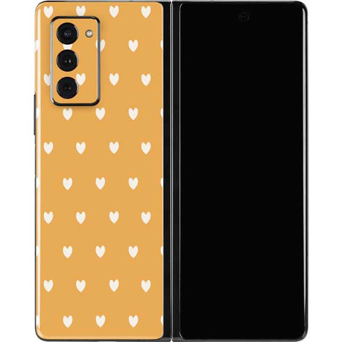 Yellow and White Hearts Galaxy Z Fold2 5G Skin