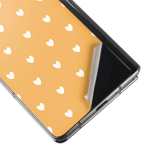 Yellow and White Hearts Galaxy Z Fold2 5G Skin