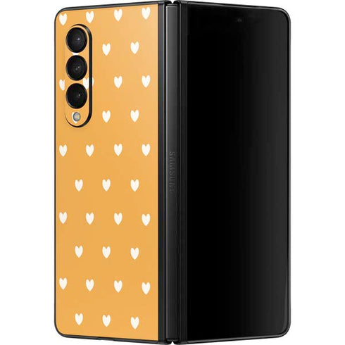 Yellow and White Hearts Galaxy Z Fold3 5G Skin