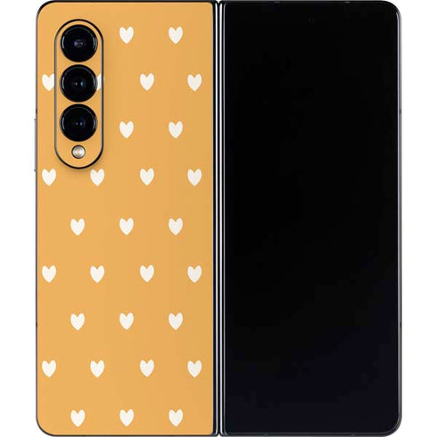 Yellow and White Hearts Galaxy Z Fold4 5G Skin