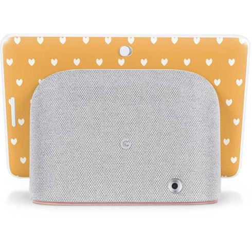 Yellow and White Hearts Google Home Hub Skin