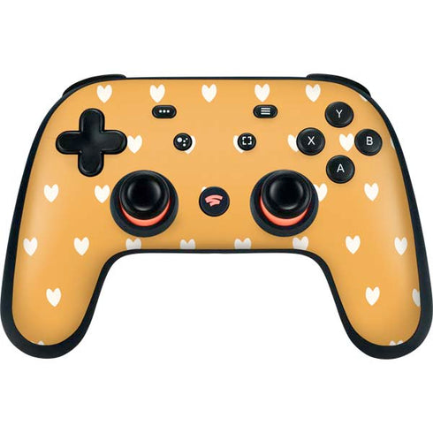 Yellow and White Hearts Google Stadia Controller Skin