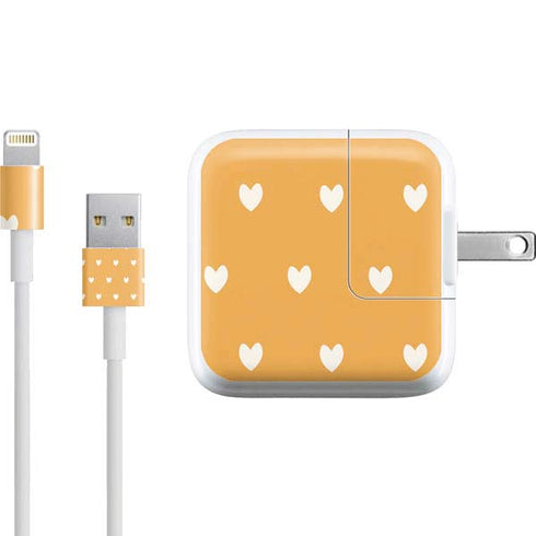 Yellow and White Hearts iPad Charger (10W USB) Skin