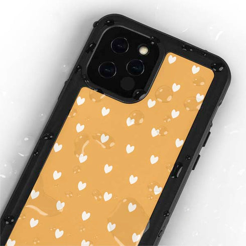 Yellow and White Hearts iPhone 12 Pro Waterproof Case