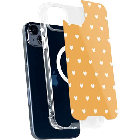 Yellow and White Hearts iPhone 14 Plus MagSafe Case