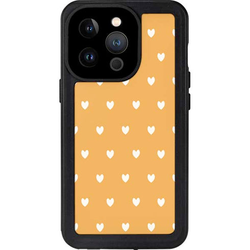 Yellow and White Hearts iPhone 15 Pro Waterproof Case