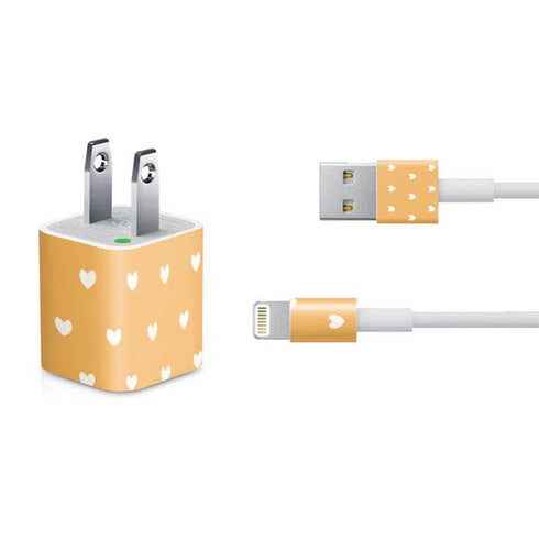 Yellow and White Hearts iPhone Charger (5W USB) Skin