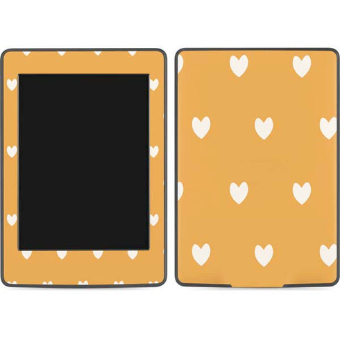 Yellow and White Hearts Amazon Kindle Skin