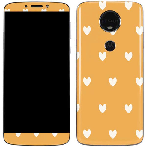 Yellow and White Hearts Moto E5 Plus Skin