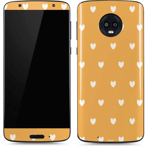 Yellow and White Hearts Moto G6 Skin