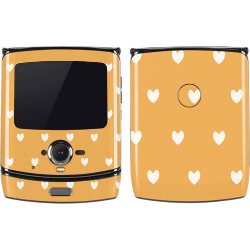 Yellow and White Hearts Motorola RAZR Skin