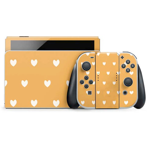 Yellow and White Hearts Nintendo Switch OLED (2021) Skin