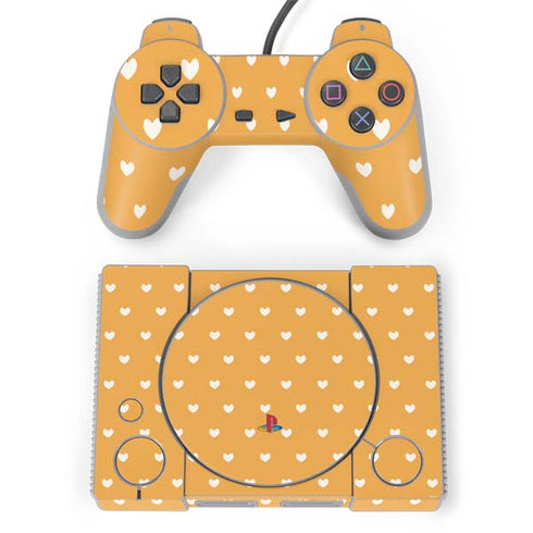 Yellow and White Hearts PlayStation Classic Bundle Skin