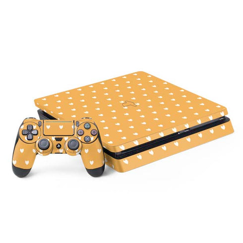 Yellow and White Hearts PS4 Slim Bundle Skin