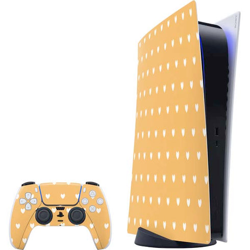 Yellow and White Hearts PS5 Digital Edition Bundle Skin