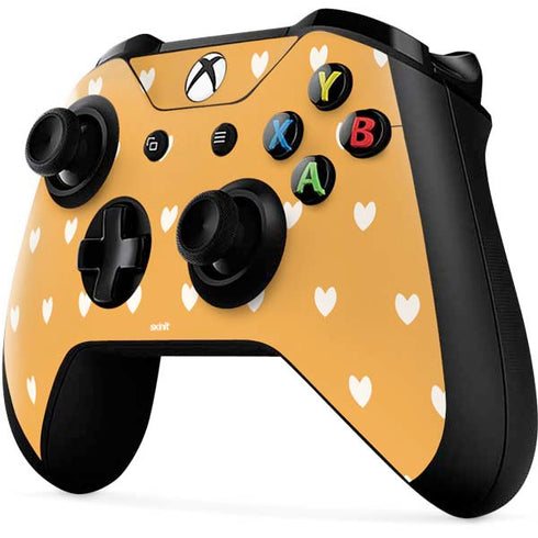 Yellow and White Hearts Xbox One X Controller Skin