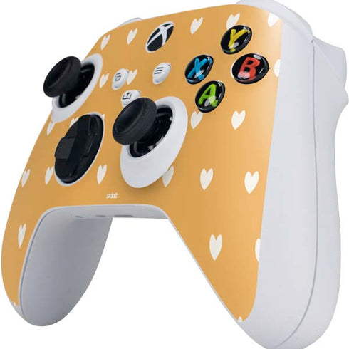Yellow and White Hearts Xbox Series S Controller Skin